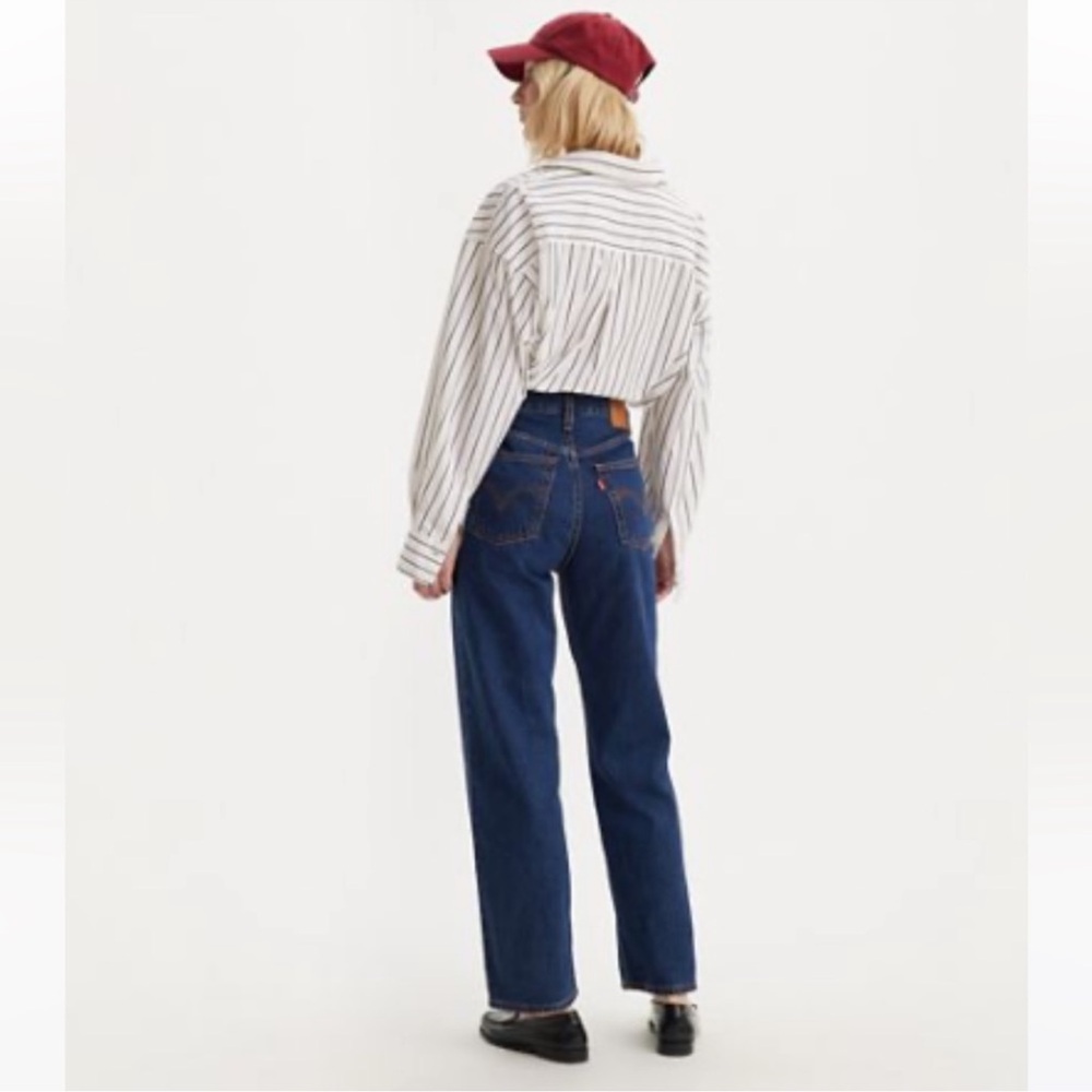 Levi’s Premium straight leg dark wash jeans ankle tapered crop denim classic